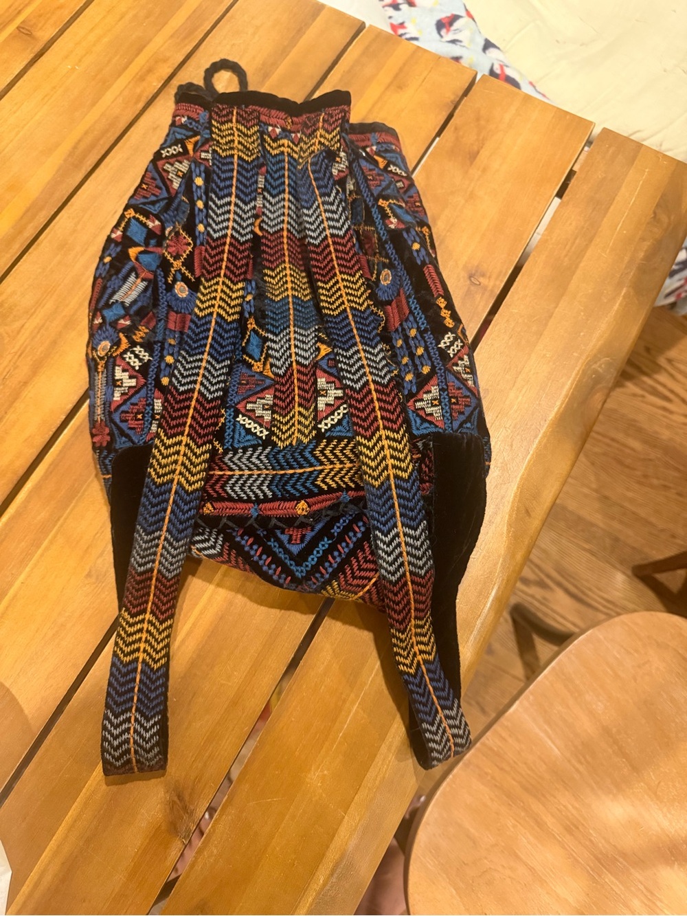 Johnny Was Multicolor Embroidered Drawstring Velvet Backpack - Picture 3 of 5